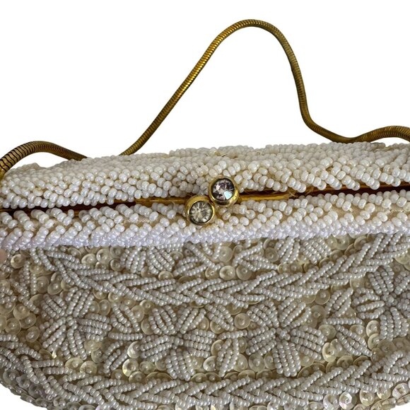 Vintage Comfort Trademark Yung Kee Womens Beaded/Sequins Silk Floral Handbag - Picture 3 of 10